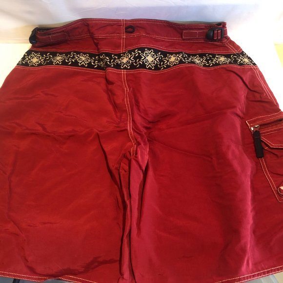 Emergency Exit Mens Sz 40 Red Swim Trunks Shorts - Picture 2 of 2